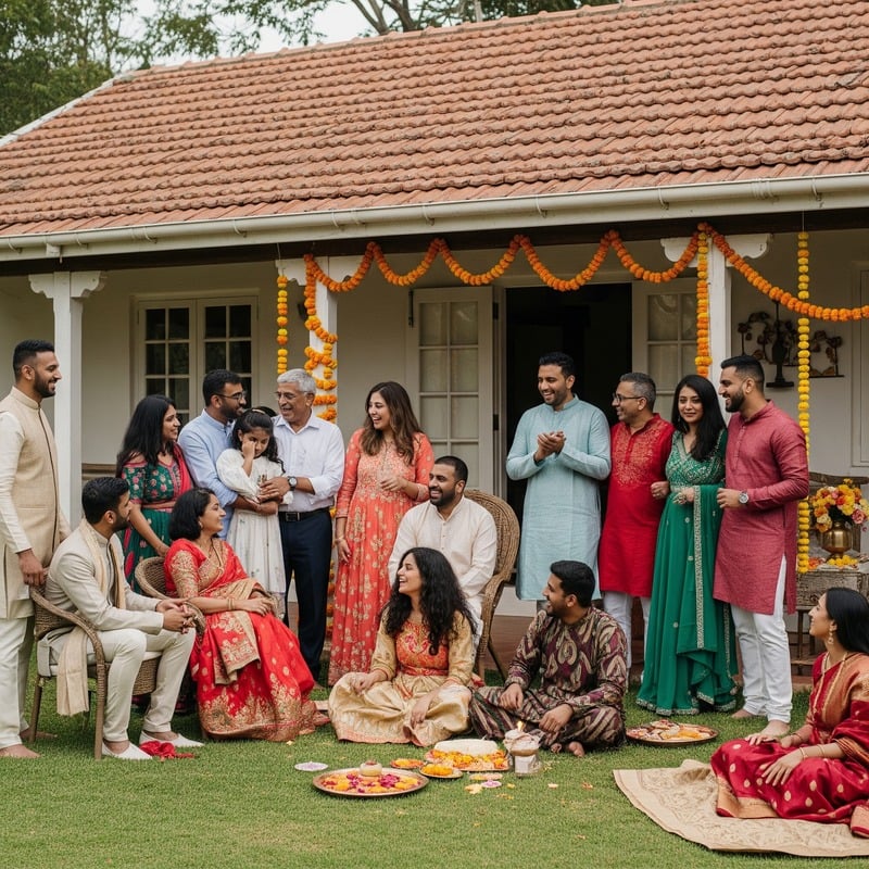 Family celebrating at a farmhouse getaway